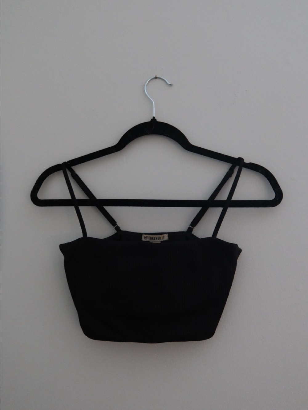 Forever 21 Black Ribbed Double-Strap Crop Top